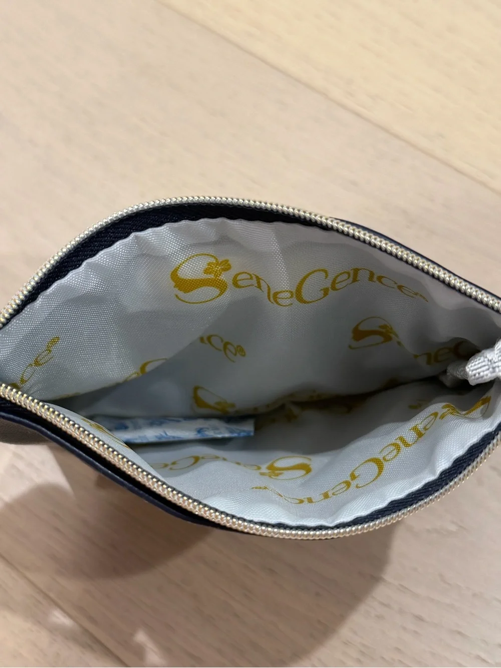 SeneGence Navy Cosmetic Pouch with Gold Accent